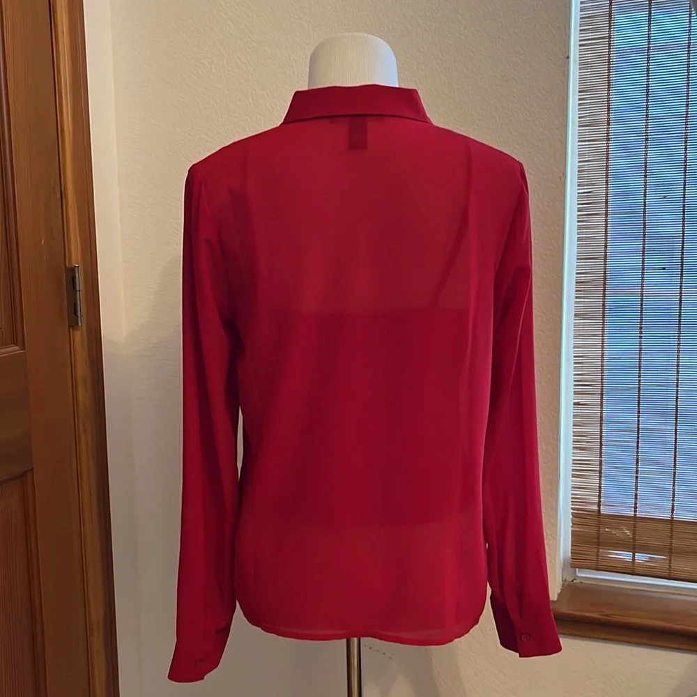 2-in-1 Red Chiffon Button Down and Camisole, Women’s Medium